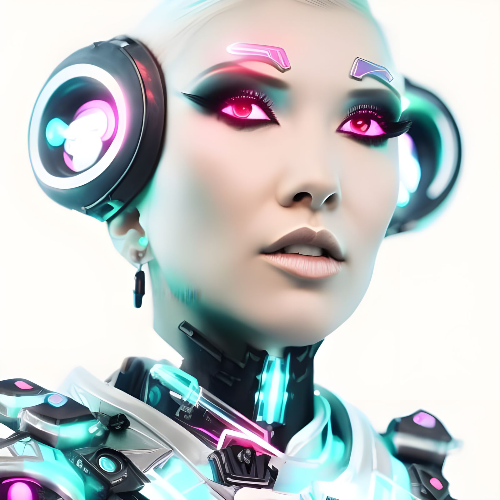 Neon Cyborg in Dark Rococopunk Cyberpunk Fantasy