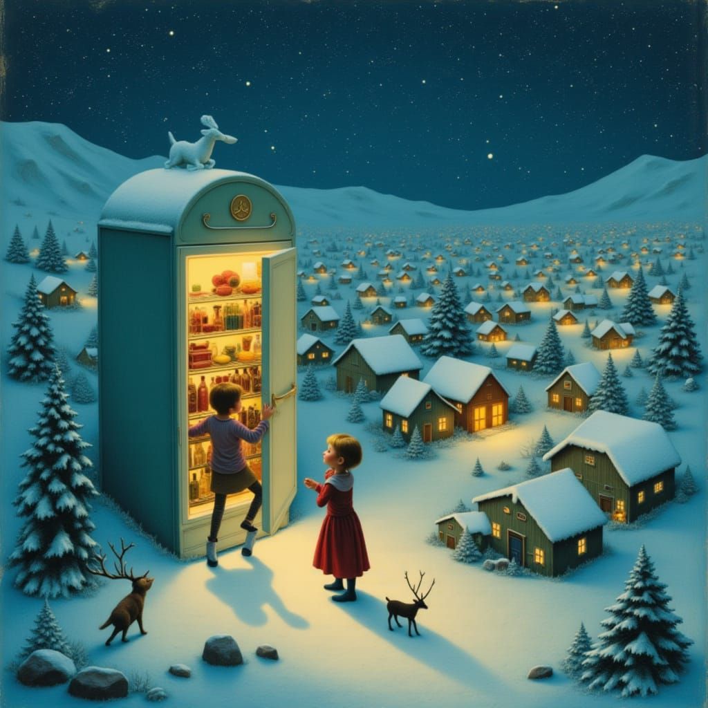 Magical Santa Village Found Inside Refrigerator