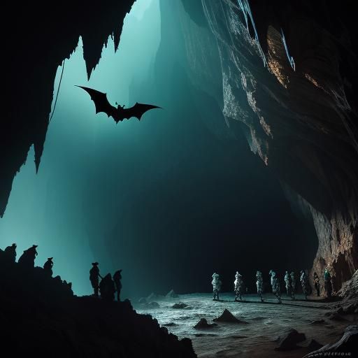 Bats in Cave: Hyperrealistic Cinematic Composition