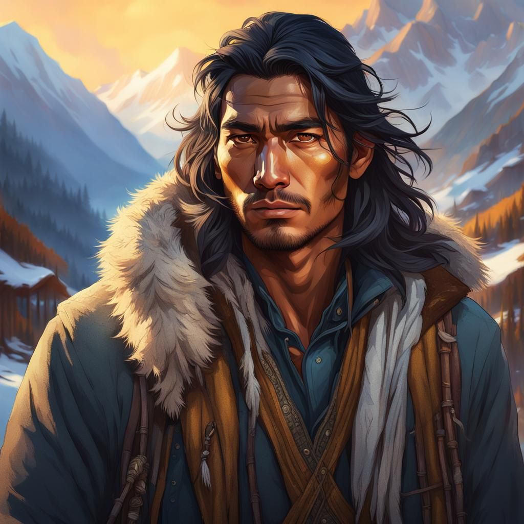 Dreamy Portrait of a Nepali Trapper in Golden Light