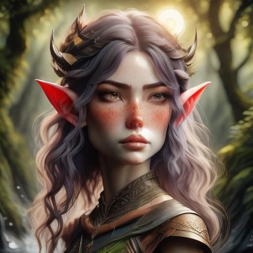 Watercolor Elf Watching Sunset in High Resolution