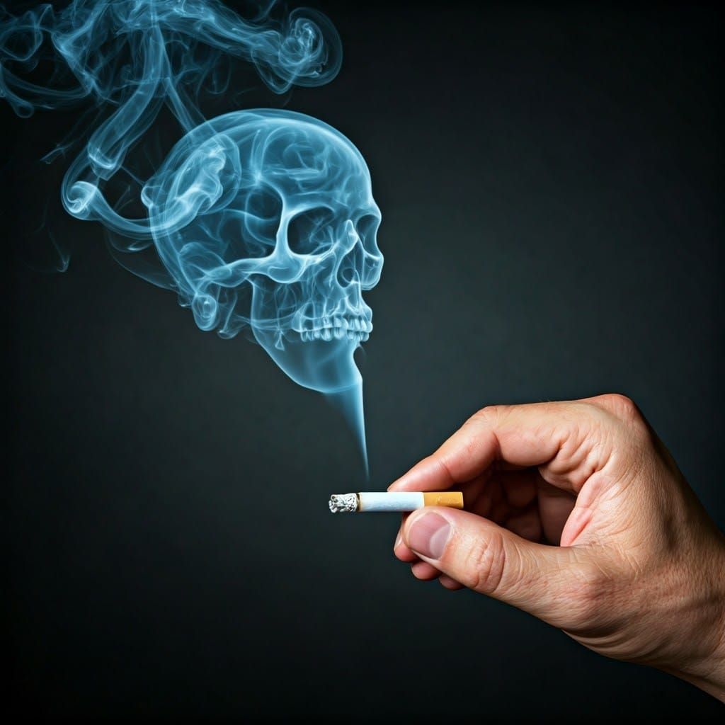 Mysterious Smoke Forms a Skull in Darkened Background