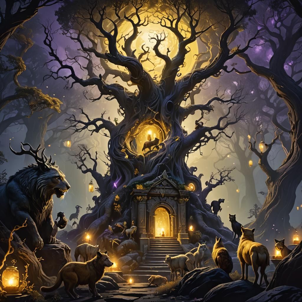 Glowing Altar, Ancient Mythology Portrayed in Dark Fantasy A...