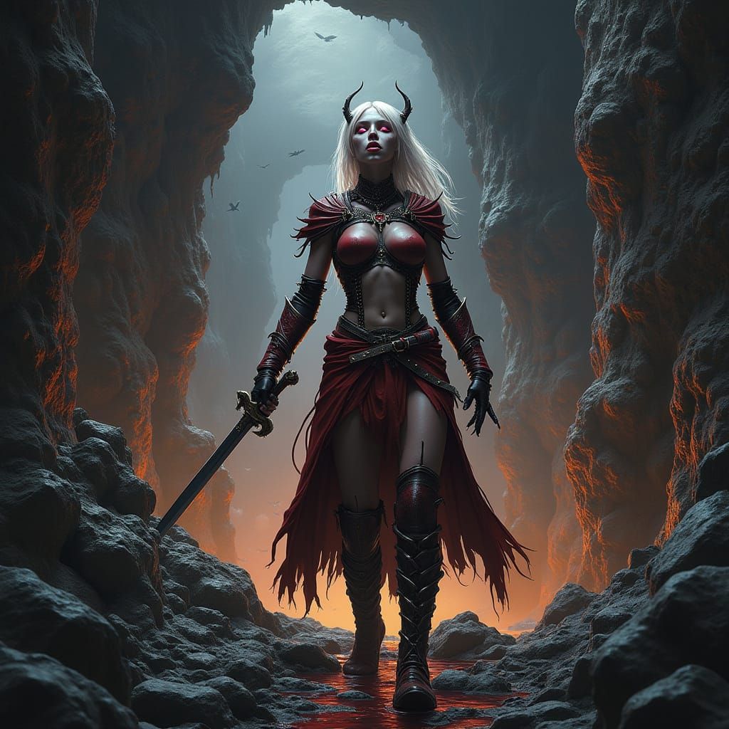 Drow Elf Lost in an Underground City: Digital Matte Painting