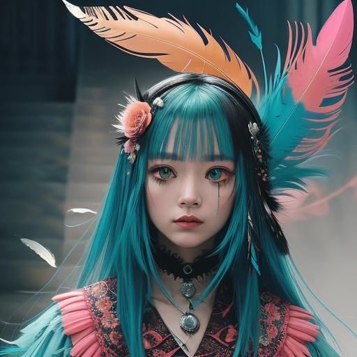 Feathered Staircase in Analog Horror Style