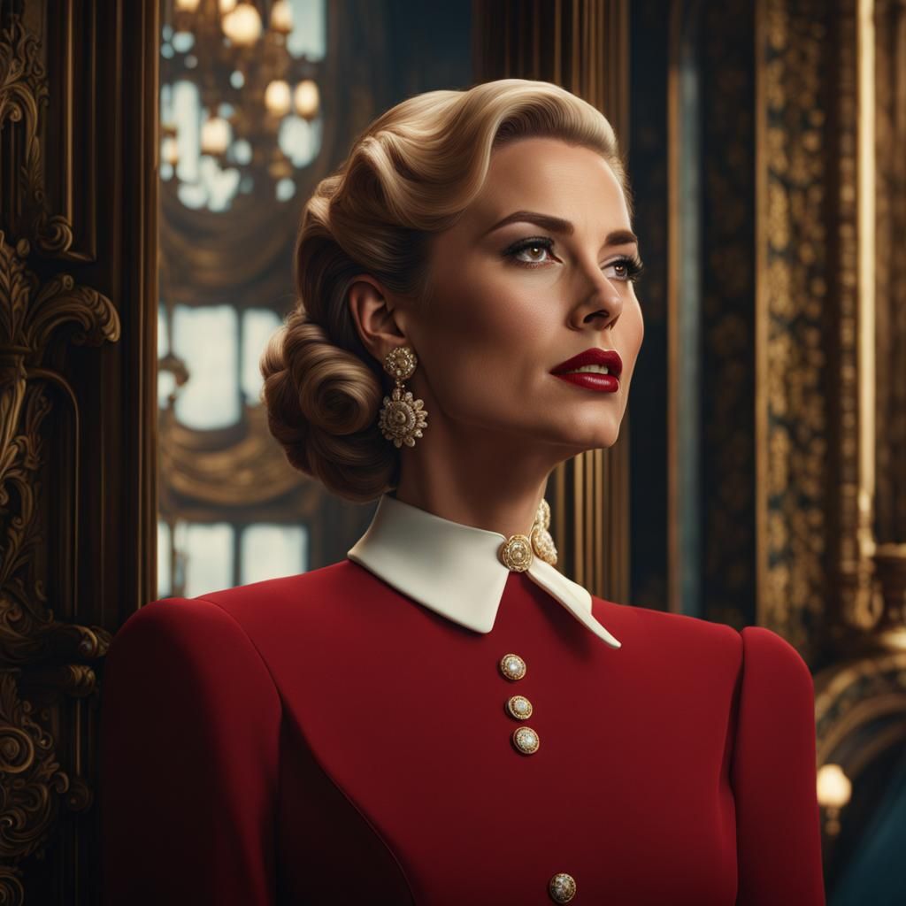 Grace Kelly Portrait in Detailed Matte Painting Style