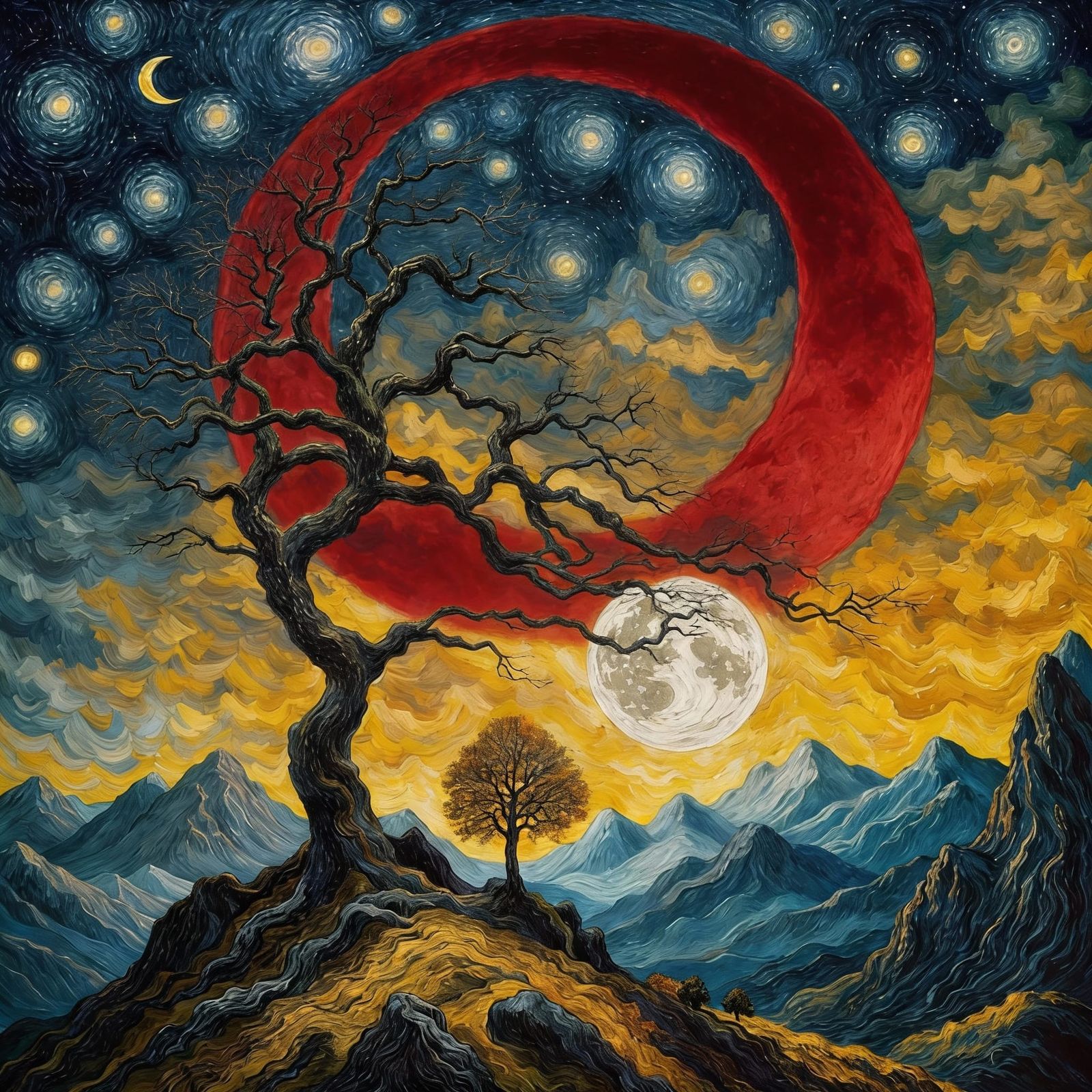 Majestic Mountains Under Starry Night Sky