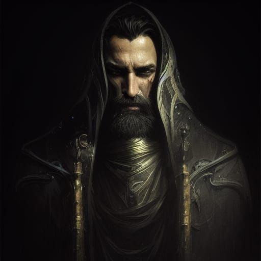 Dark Wizard Portrait in Black Tower