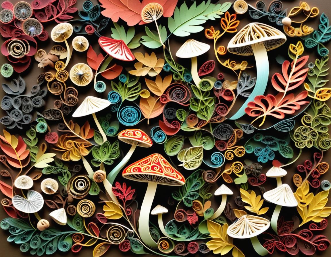 Autumnal Mixed Media Collage with Paper Quilling