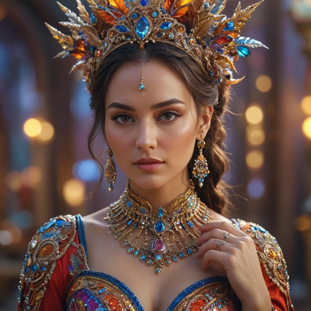 Romantic Fairytale Woman in Hyper-Detailed Portrait