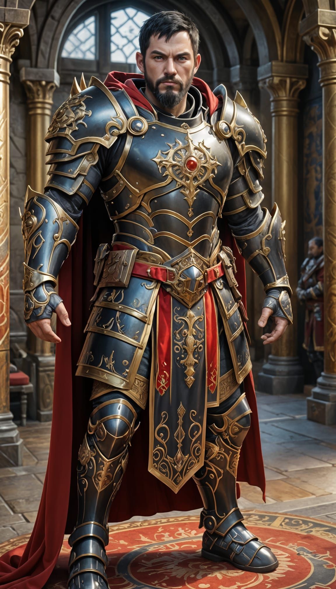 Mighty Armored Guard in Fantasy Castle