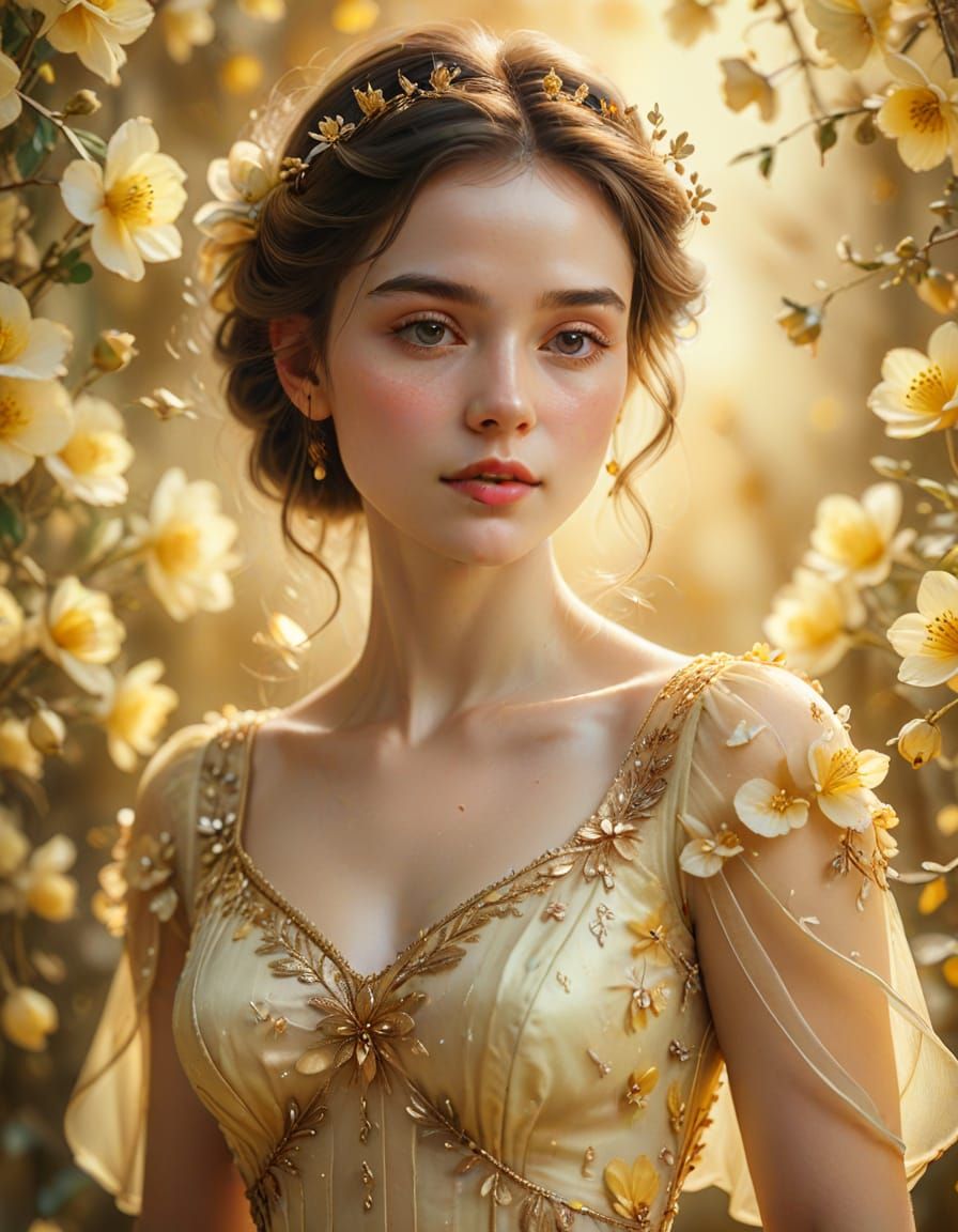 Ethereal Portrait in Watercolor Style