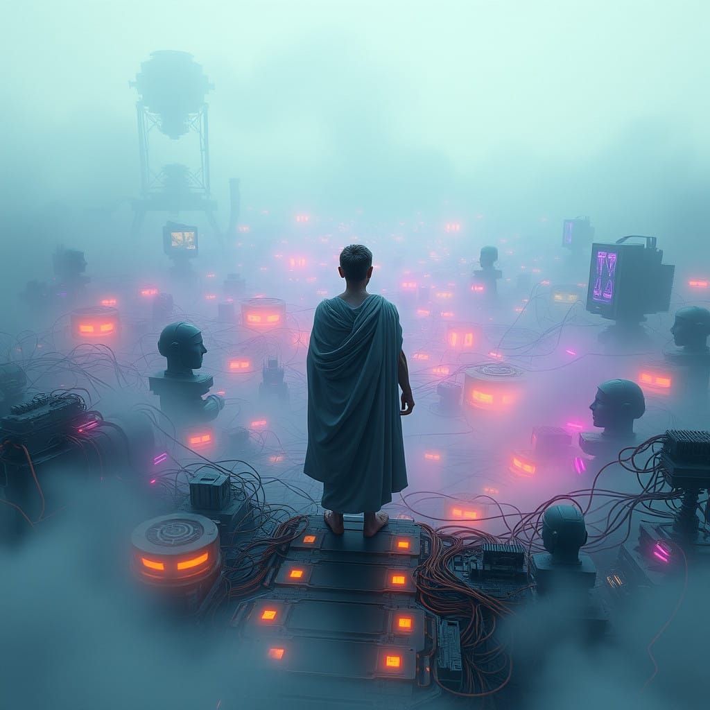 Artificial Intelligence Evolution in a Futuristic Landscape