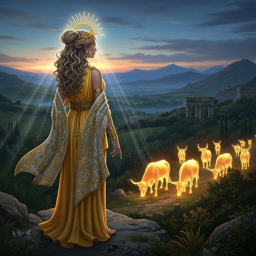 Lampetia: Greek Goddess of Light in Art Nouveau Style