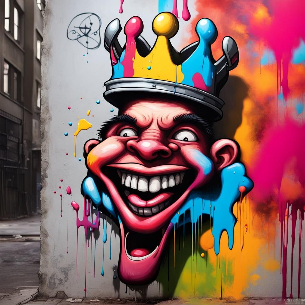 Kings fool , happy face , in front of guillotine