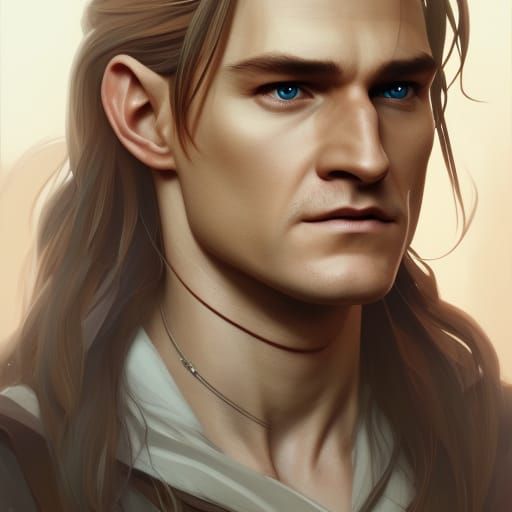 Detailed Portrait of Legolas in Art Nouveau Style