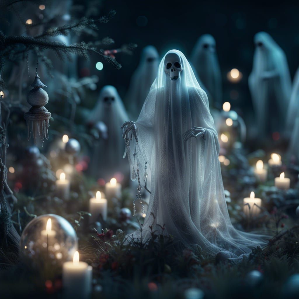 Macabre Graveyard Christmas Party with Ghosts