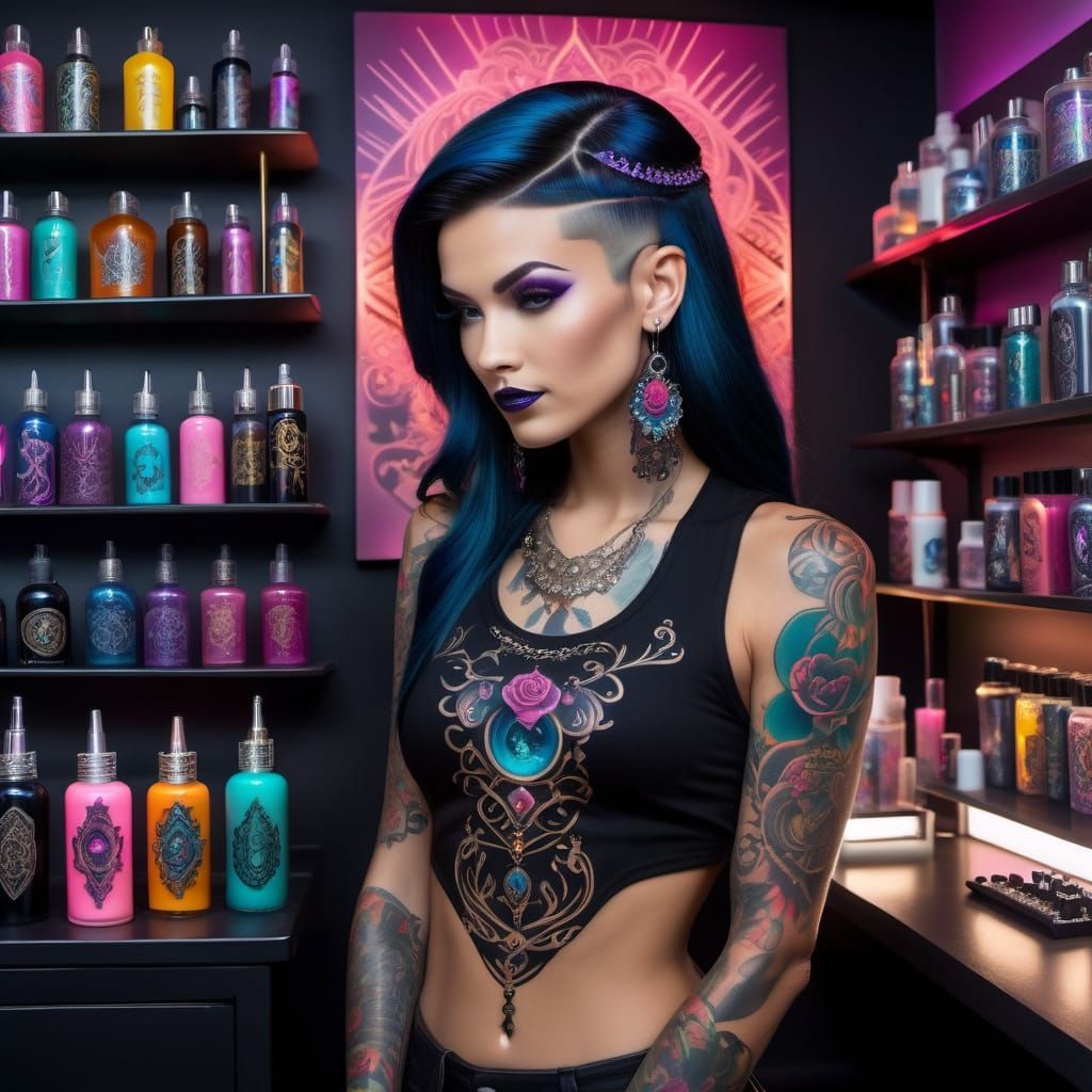 Regal Princess in Edgy Tattoo Parlor