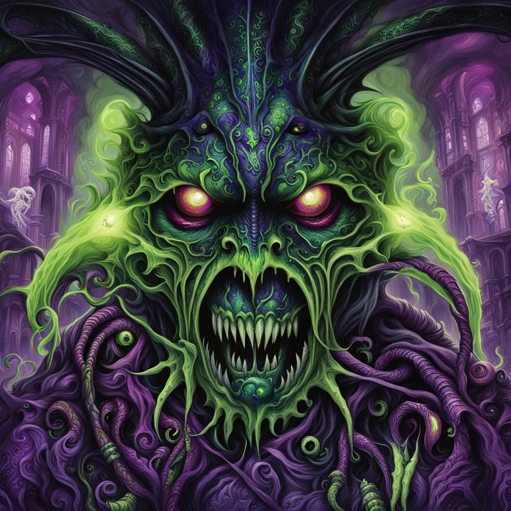 Terrifying Spawn Venom Fusion in Gothic Metropolis