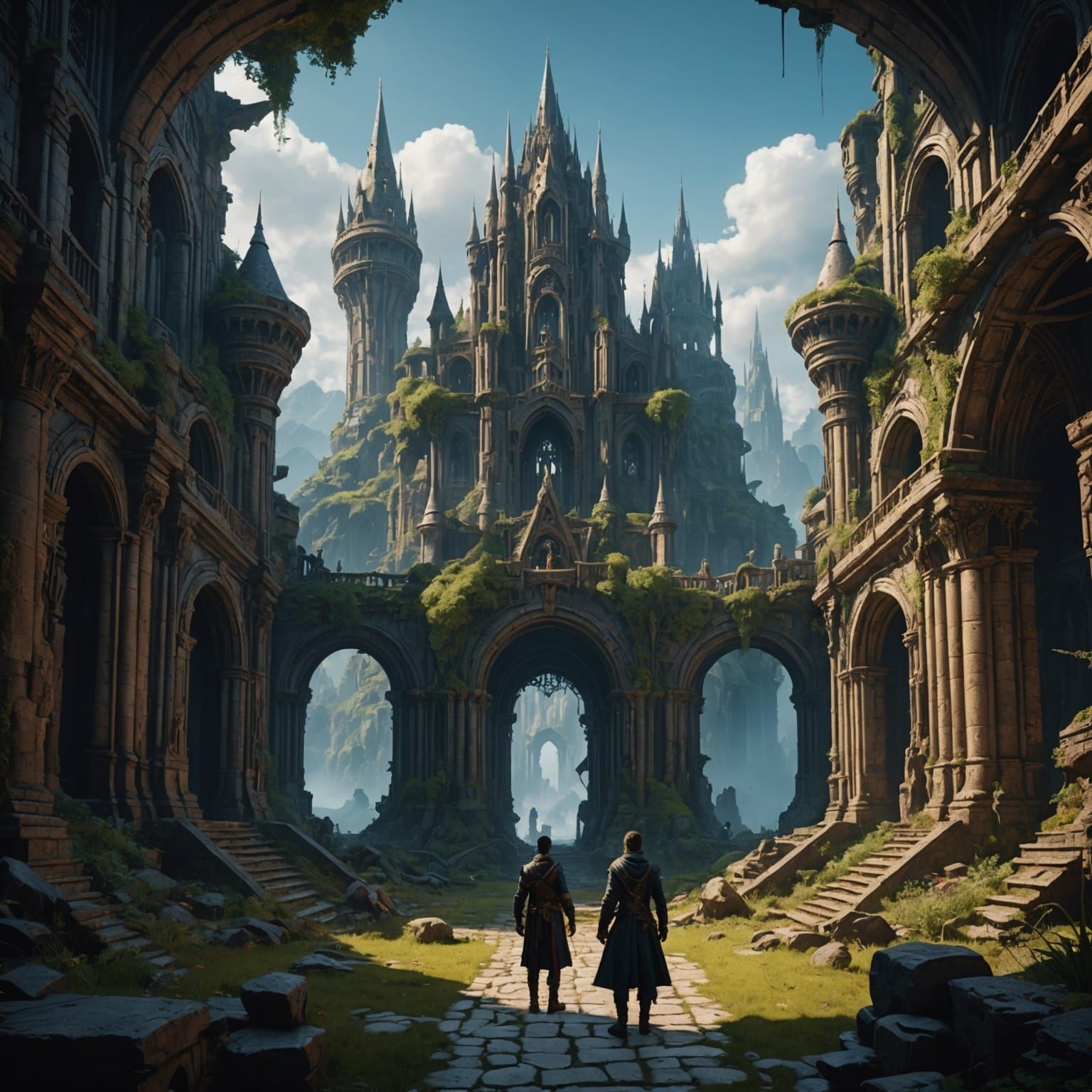 Fantastical Castle Landscape in Detailed Matte Painting