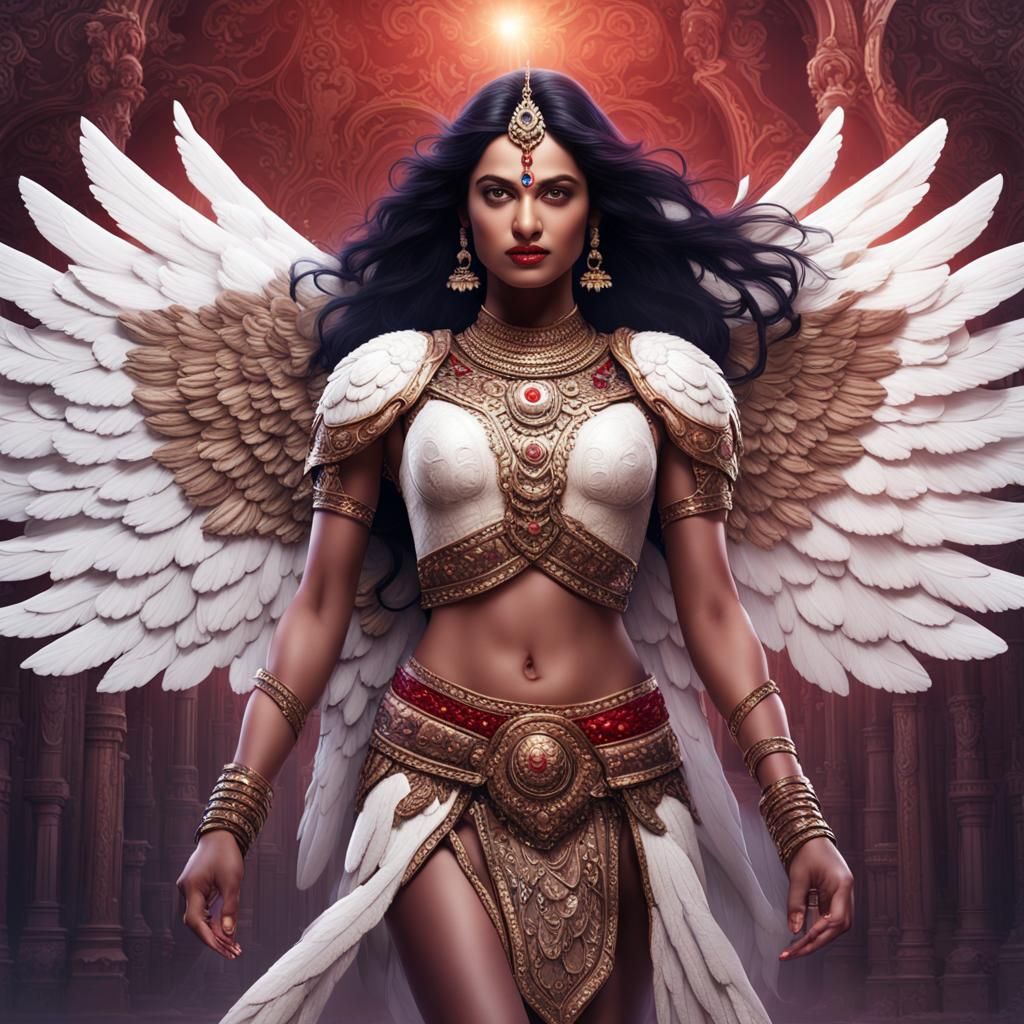 Indian Woman with Angel Wings, 3D Rendering