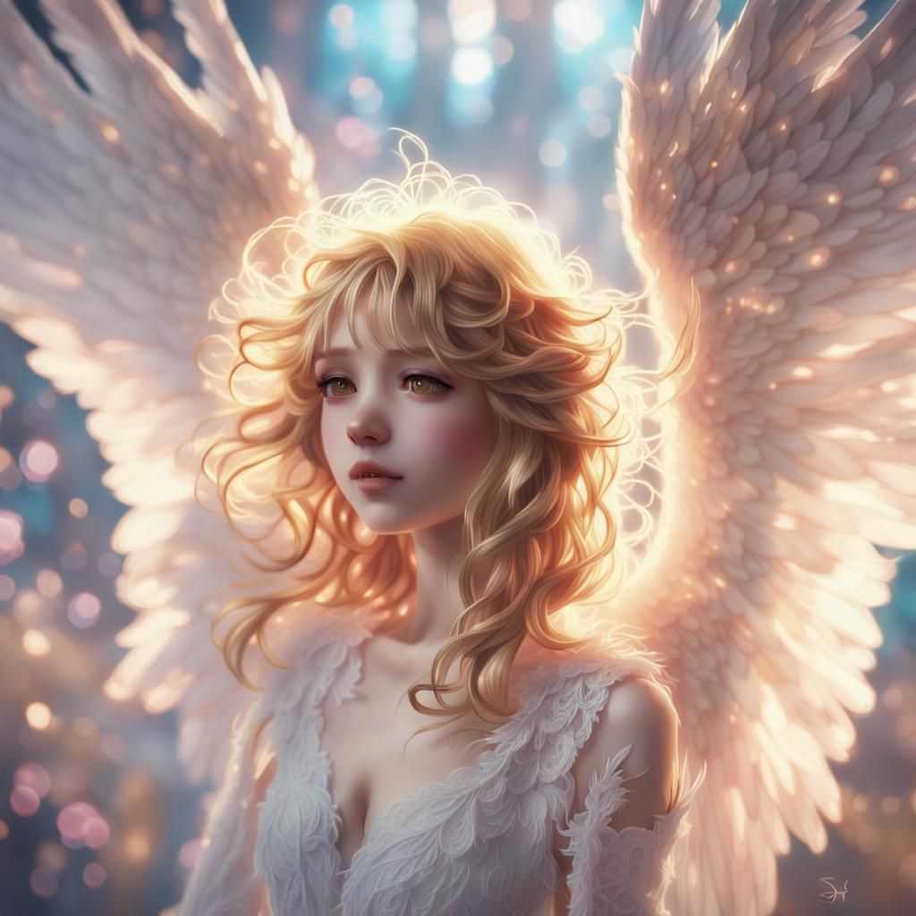 Heavenly Angel Portrait in Anime Style