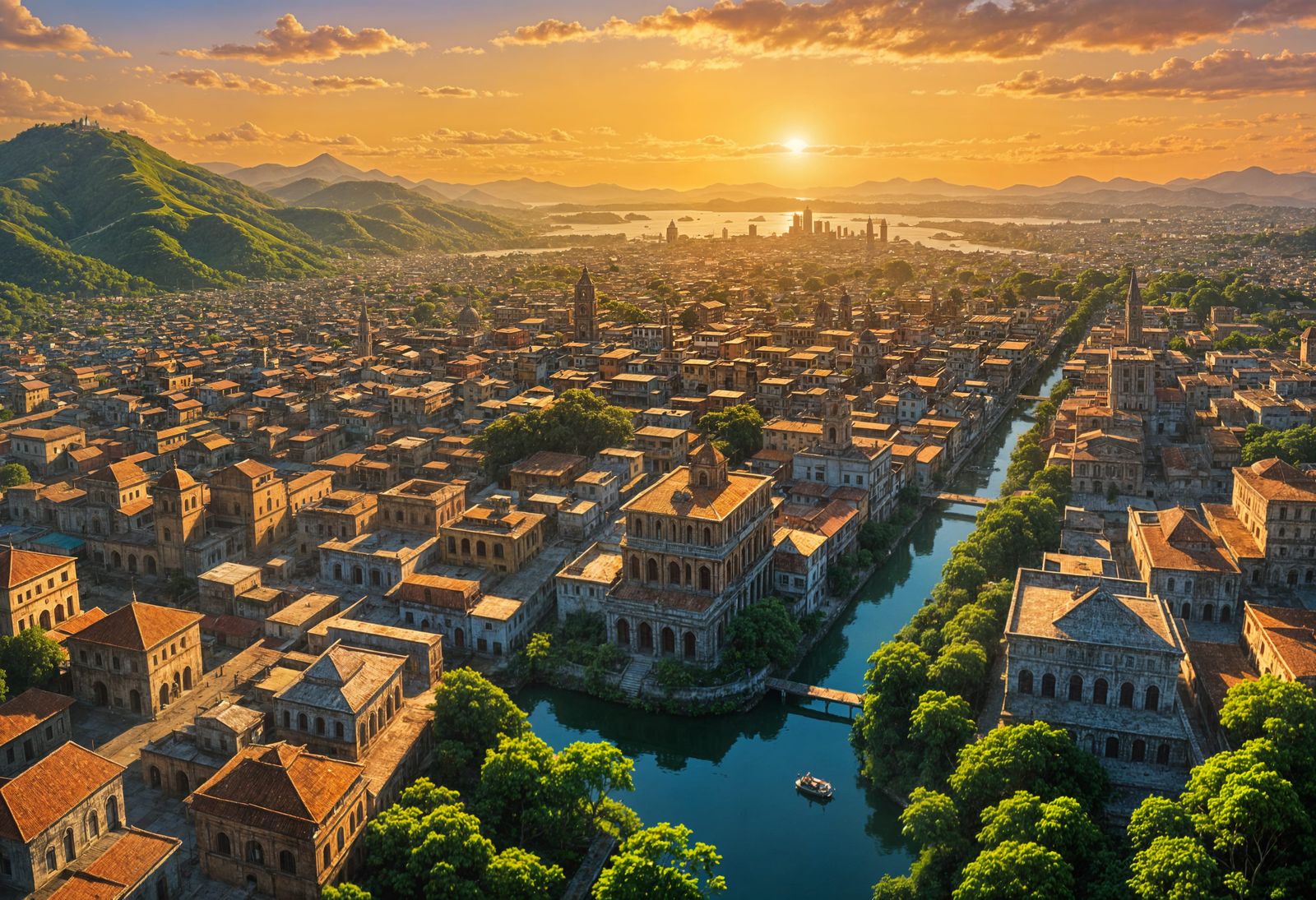 Vibrant Guatemala Cityscape in Golden Hour