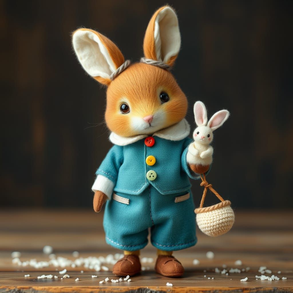Whimsical Boy Holds White Flour in Hand in Pastel Colors