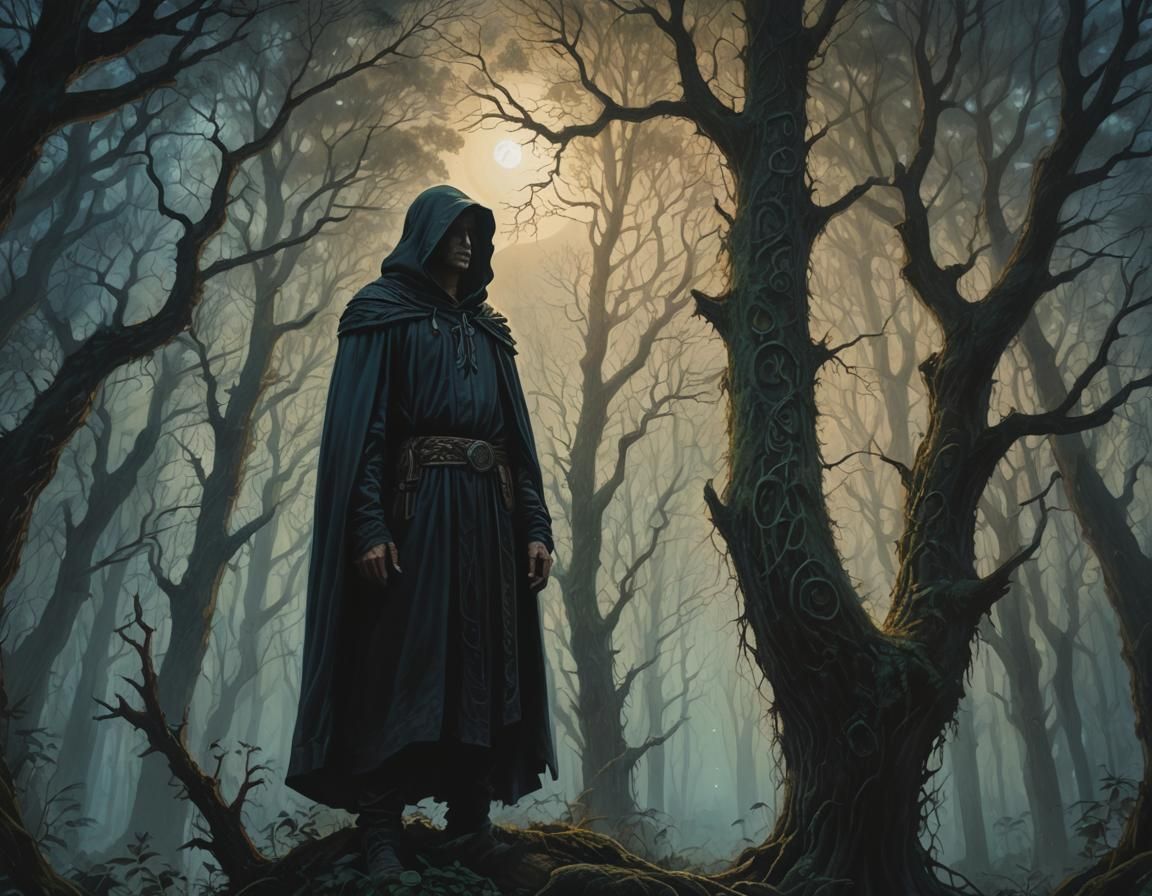 Mystical Forest Figure in Dark Fantasy Art