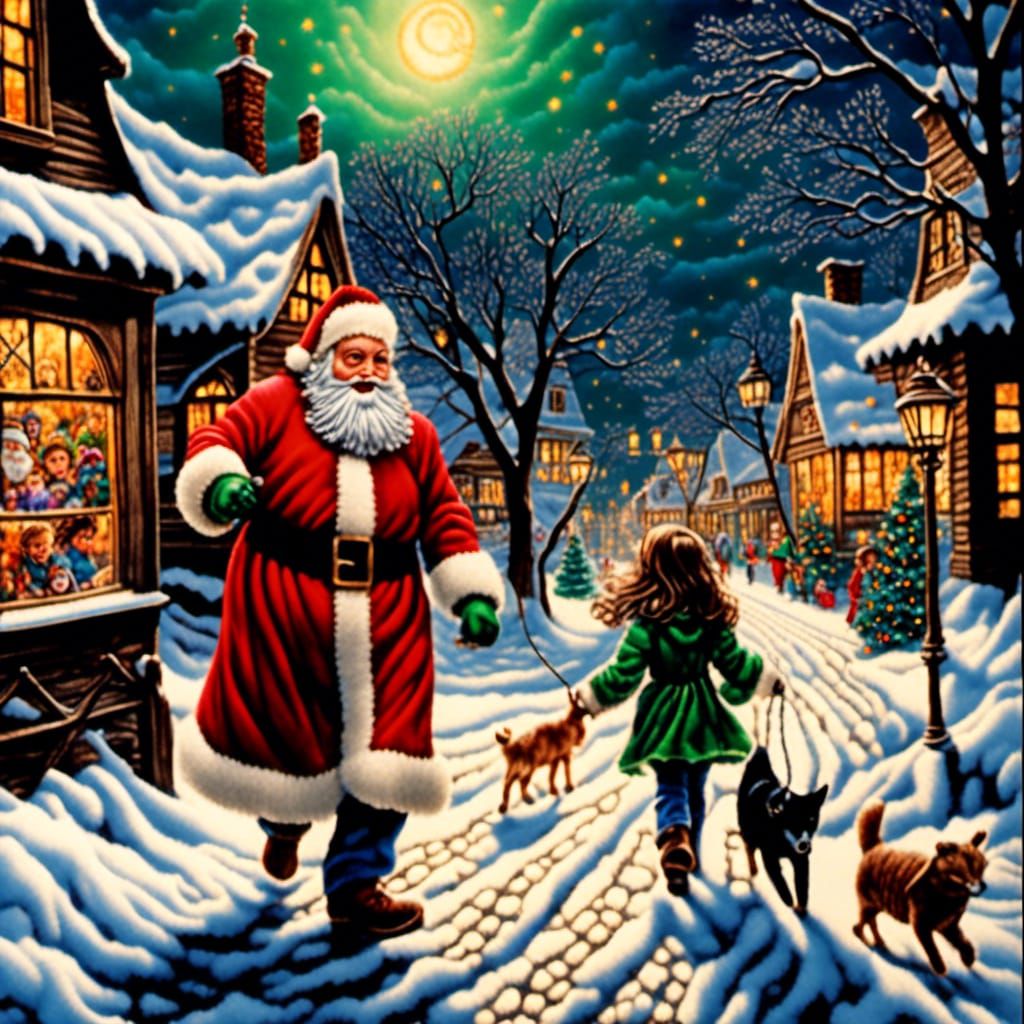 Santa Claus Chases Woman in Christmas Town