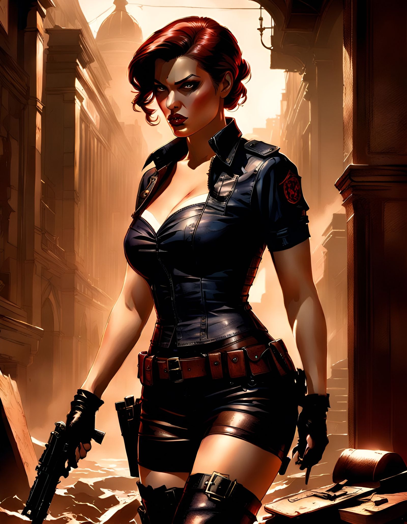 Resident Evil Pinup in Fantasy Comic Style
