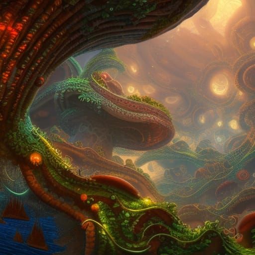 Underwater Mushroom City: Fantasy Concept Art