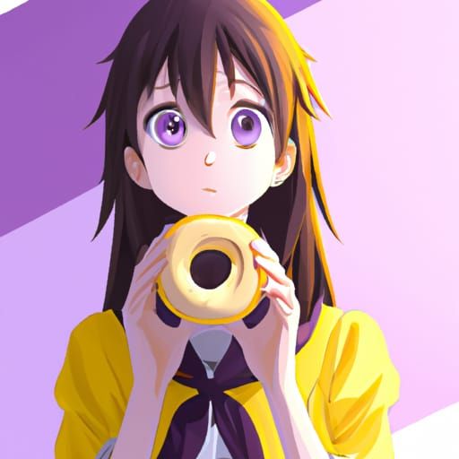 Anime Girl with Donut in Ghibli Style