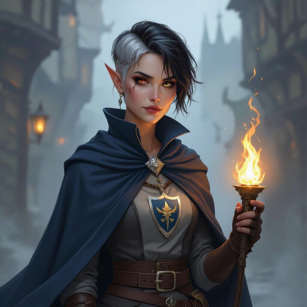 Ethereal Half-Elf Constable Velsa in Misty Night