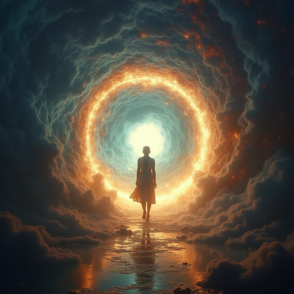 Soul Enters Celestial Portal in Radiant Light