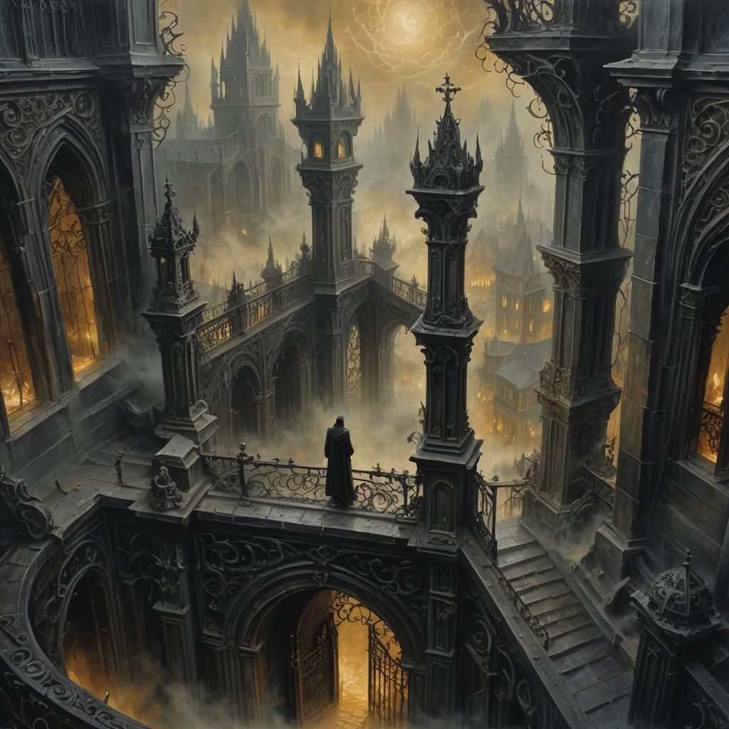 Hyperdetailed Gates of Hell in Dark Surrealism