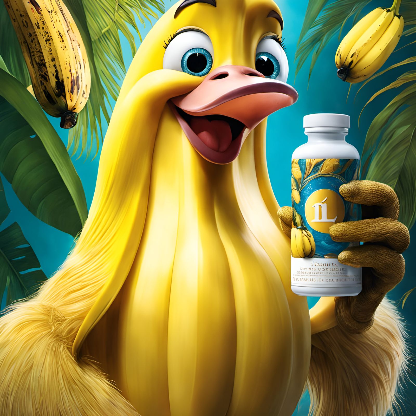 Banana with Pills Portrait in Classical Style