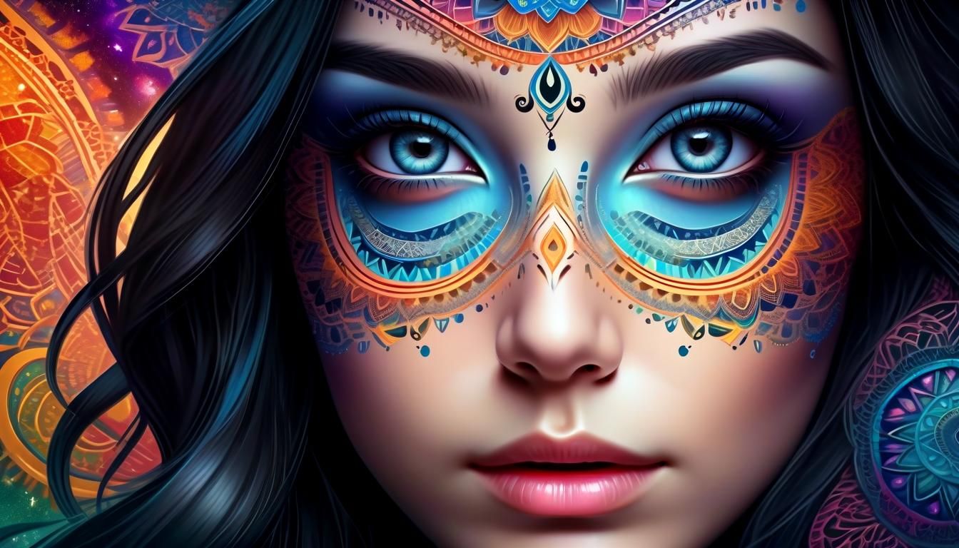 Mandala Woman: Galaxy Eyes in Ultra-Realistic Illustration