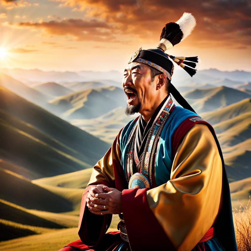 Mongolian Throat Singer on Majestic Mountain