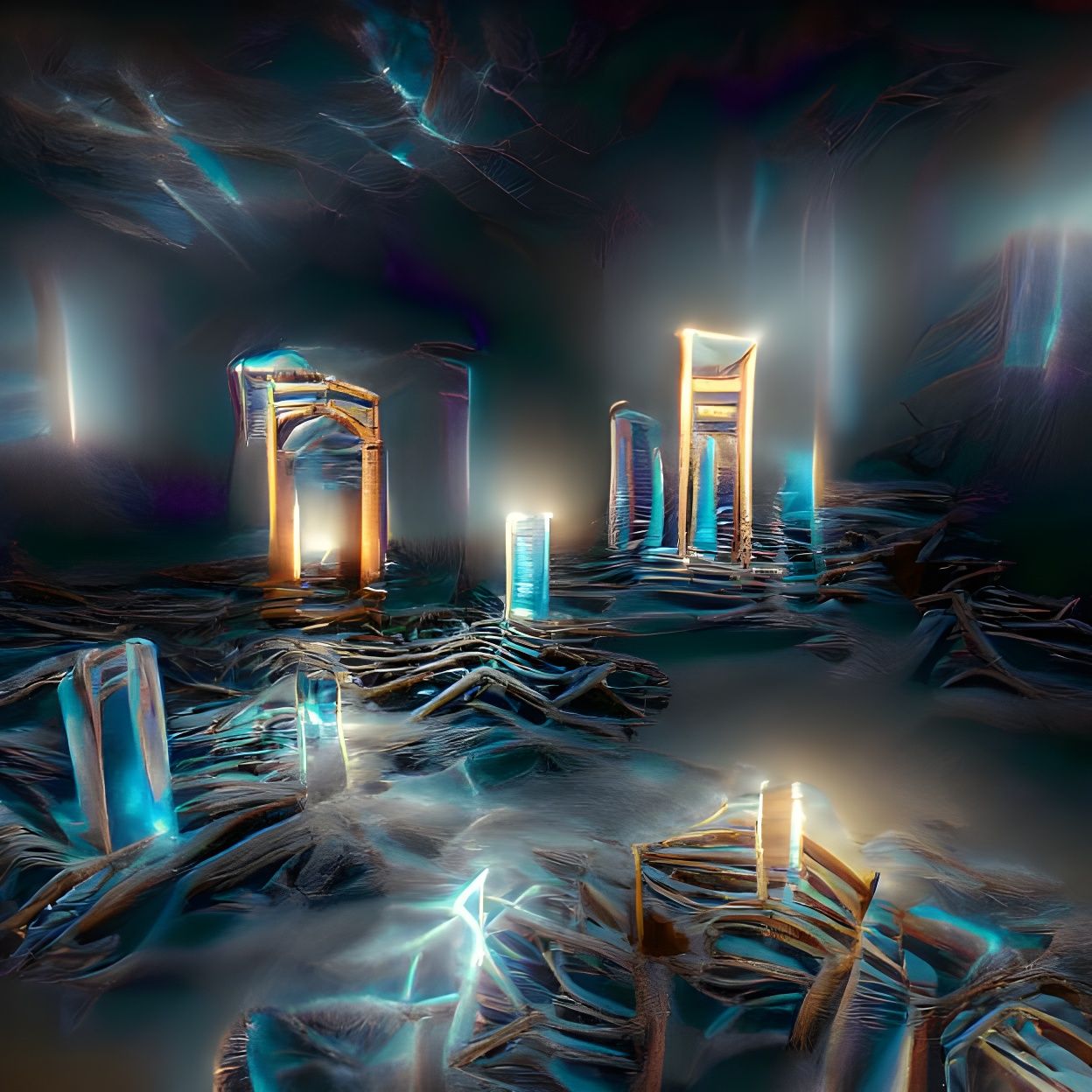 thousand cold crytal frames leading to another dimension wit...