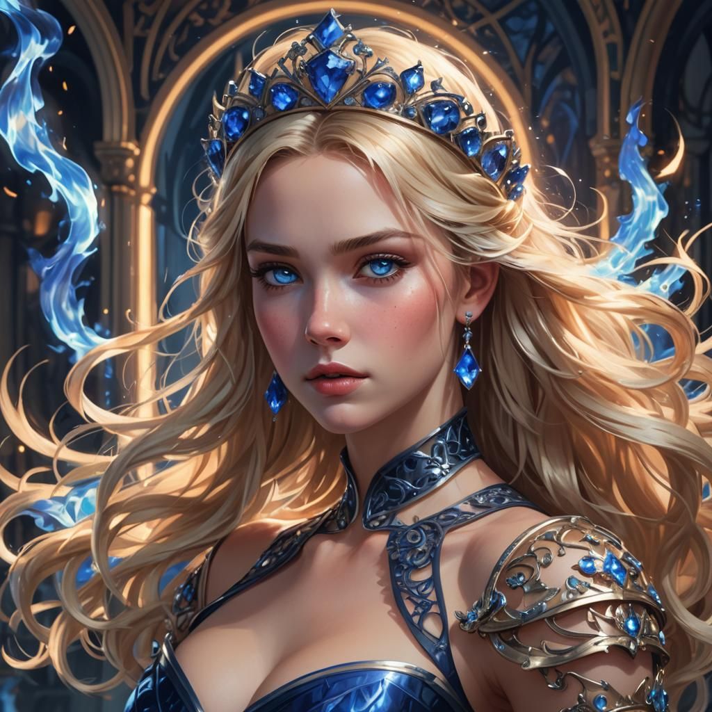 Fiery Princess Portrait in Art Nouveau Style