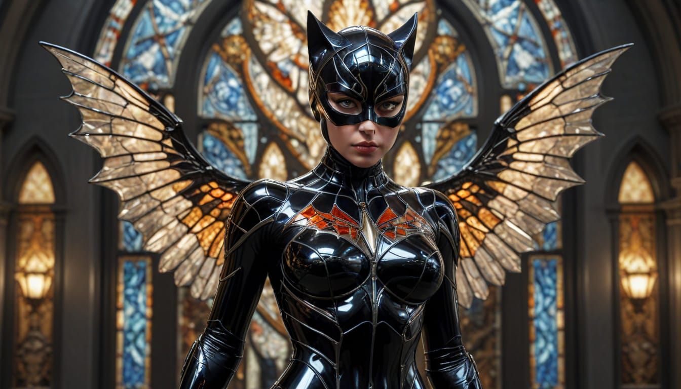 Catwoman Museum Heist with Stained Glass Wings