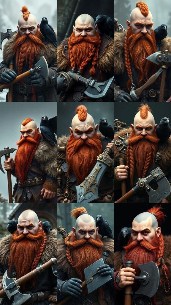 Viking Steampunk Dwarf Warrior with Raven