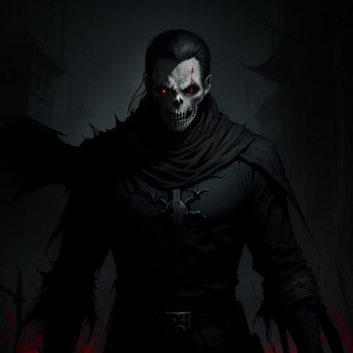 Sinister Blood Monster in Shadowy Dark Fantasy Style