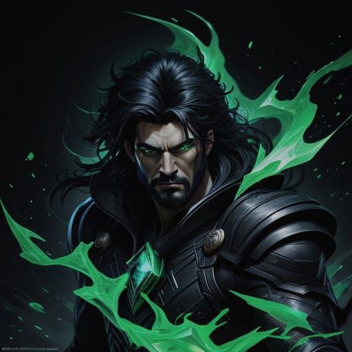 Emerald Gemstone Man in Hyper-Realistic Splash Art