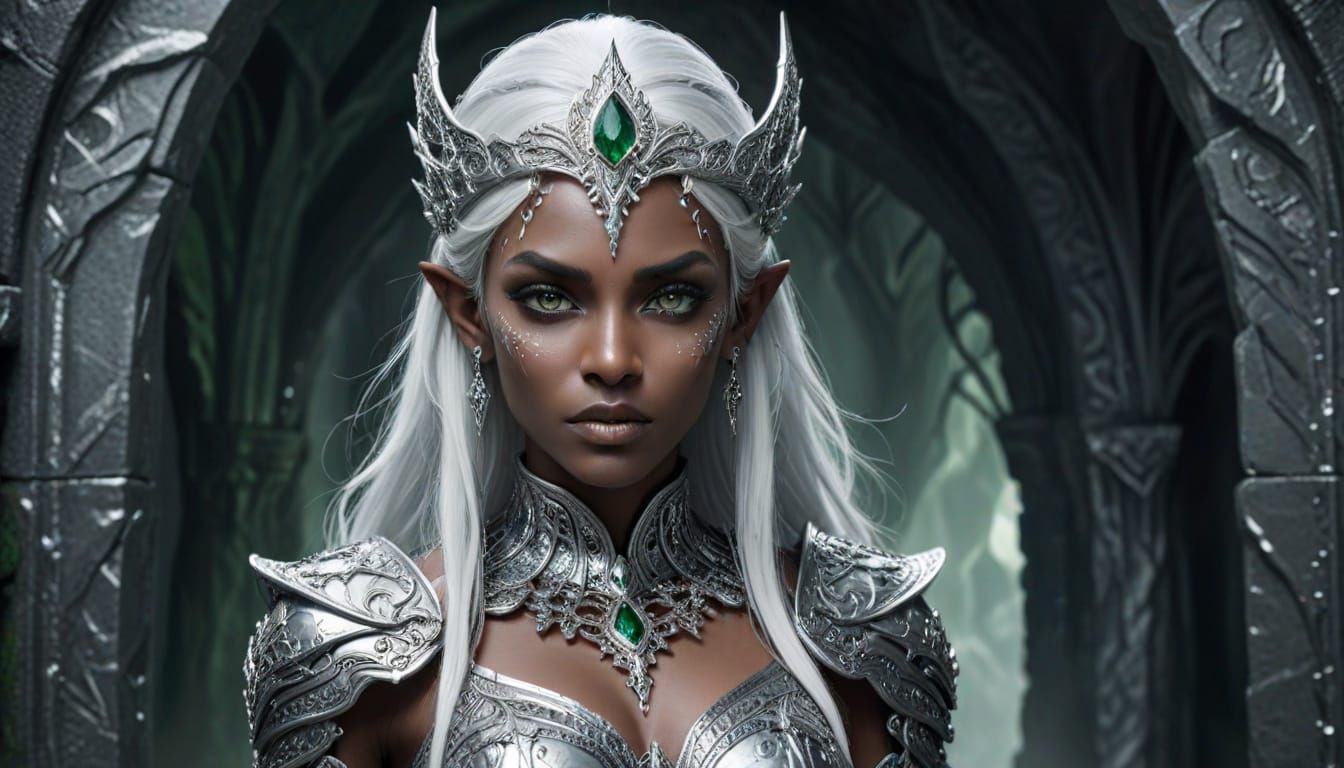 Dark Elf Woman in Gothic Fantasy Style