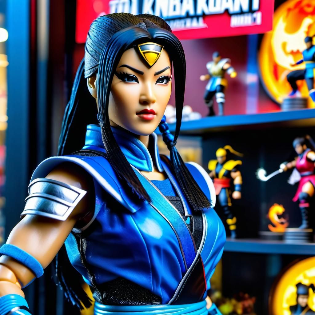 A Princess Kitana action figure on display at a toy store