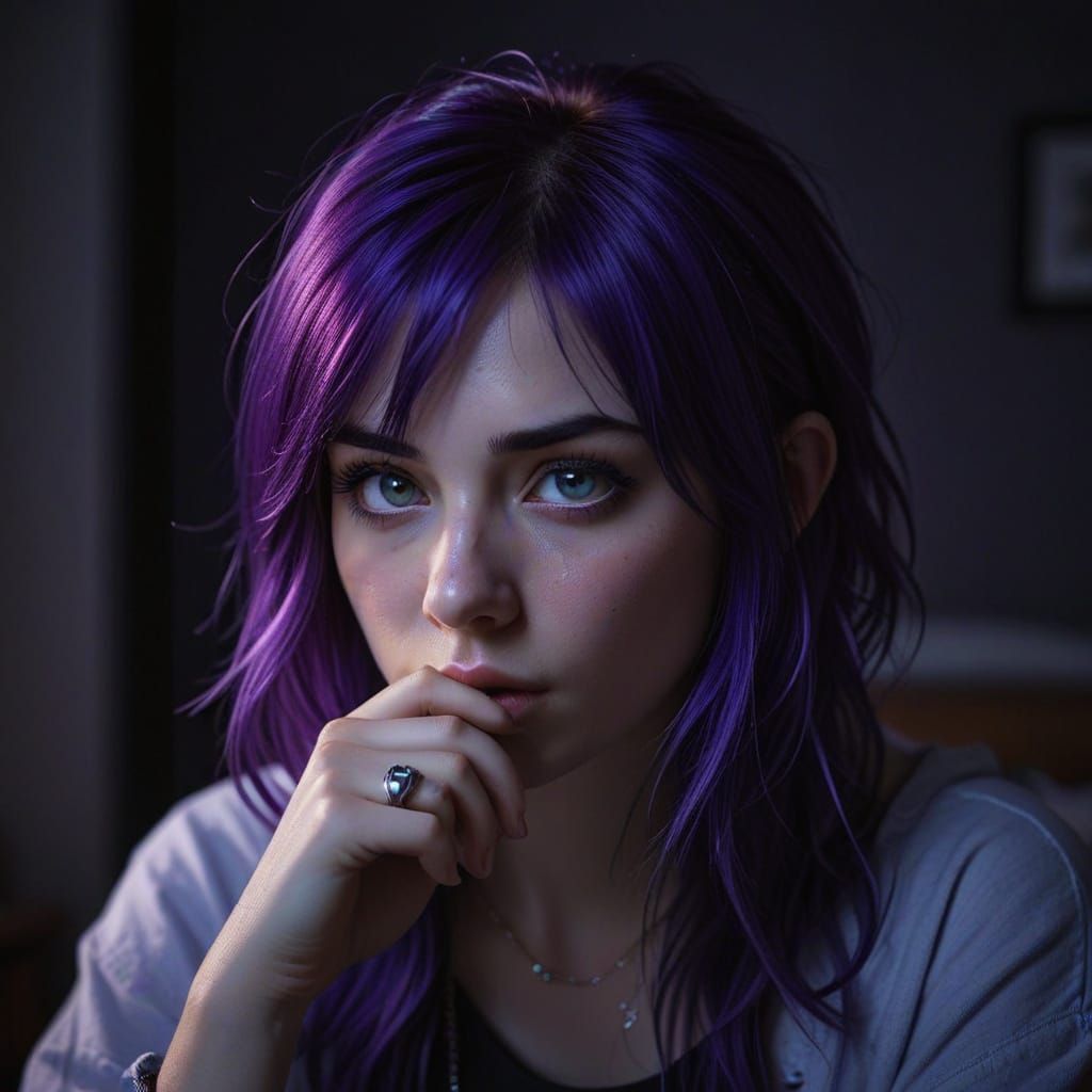 Depressed Emo Teenager Portrait in Cinematic Style