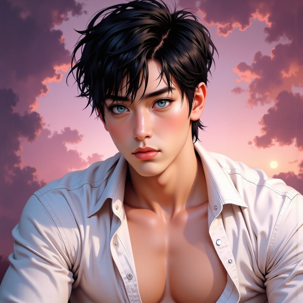 <lora:Wild Beauty:1.0> A poster image of Jaehyun, a handsome Korean drama leading man, with a charismatic and intense ex...