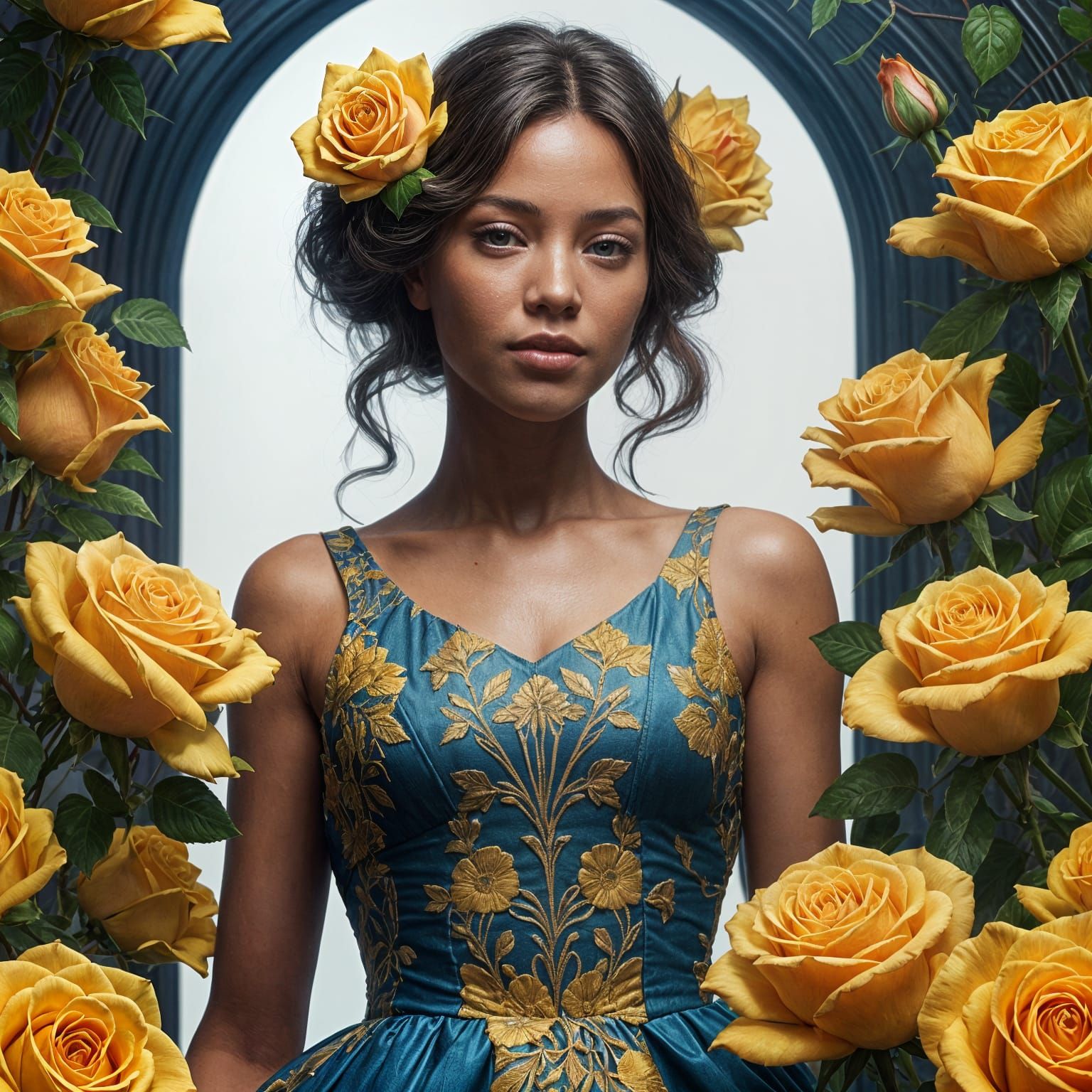 Stunning Queen Amidst Yellow Roses